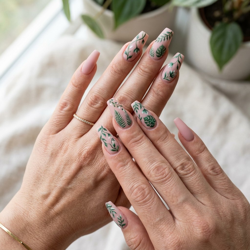 Earthy Botanical Garden Press-On Nails