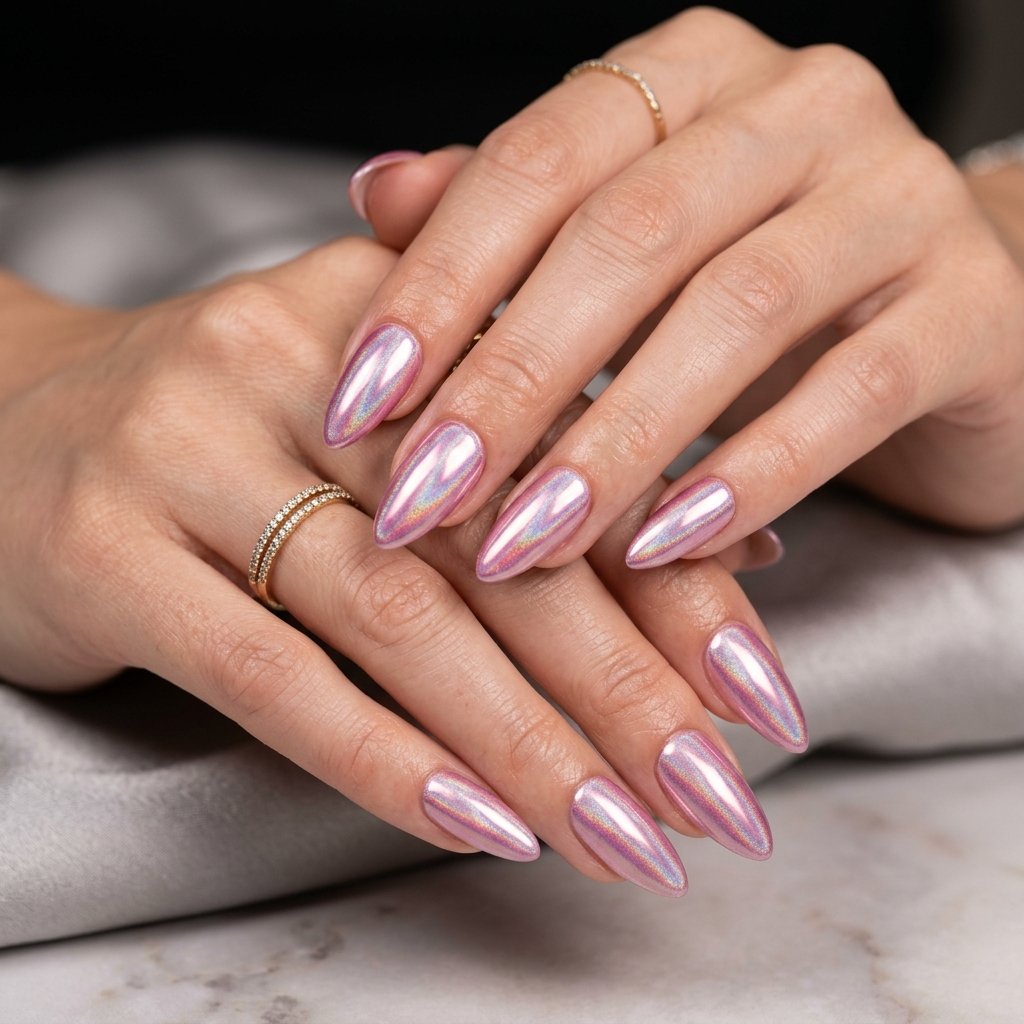 Futuristic Chrome Pink Press-On Nails